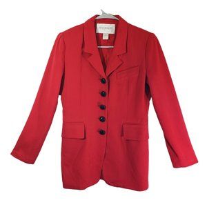 HUGO BUSCATI Size 2 Red Solid Blazer, Button Front, Shoulder Pads Jacket